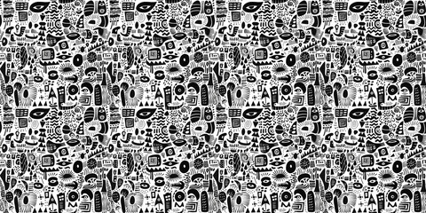 Cartoon hand-drawn doodles on the subject of summer holidays theme seamless pattern