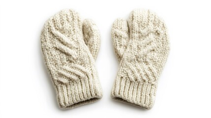 A pair of cozy mittens, clean white background, transparent isolate