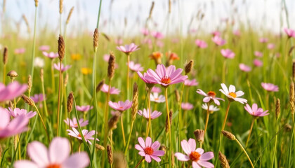 Obraz premium pink flowers in the field