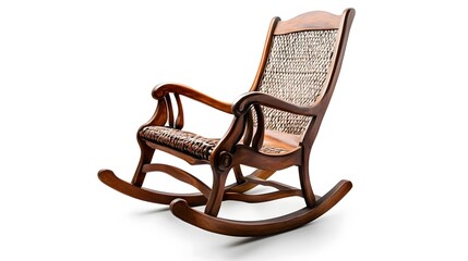 A wooden rocking chair, isolated on white