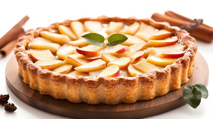 A delicious apple pie, isolated on white