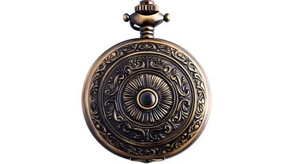 A vintage pocket watch, isolated on a white background