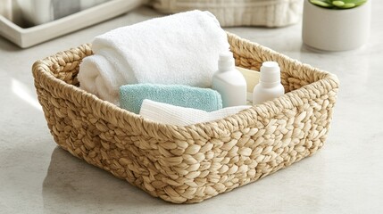 A nursery basket filled with fresh baby wipes and gentle diaper rash cream.