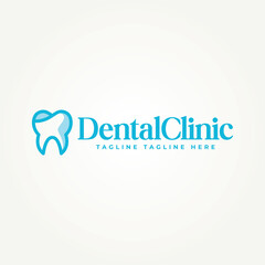 minimalist tooth dental clinic icon line art logo vector illustration design