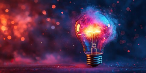 Light Bulb with Glowing Nebula