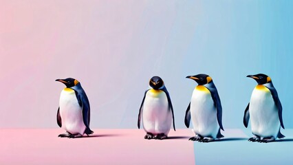 Obraz premium Beautiful Minimalistic Background with Copy Space for World Penguin Day