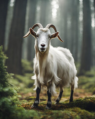 Obraz premium goat, ram, animal, livestock, mammal, horned, farm, nature, wildlife, countryside, domestic, grazing, strong, rural, robust, mountain, wool, beard, majestic, rugged, wild, herding, pasture, hoofed, st