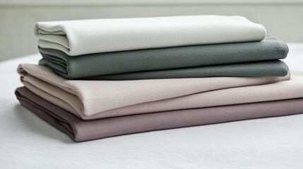 A soft cotton fabric in pastel shades with a smooth finish laid flat.