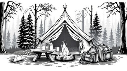 A serene camping scene