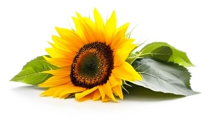 Obraz premium A single sunflower, isolated on a white background
