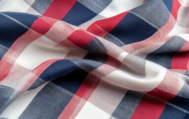 Obraz premium Red, blue, and white gingham fabric texture, draped softly, studio shot, plain background, ideal for textile design
