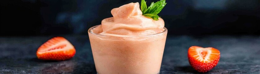 Fototapeta premium Delicious strawberry smoothie in a glass.