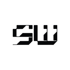SW monogram logo design letter text name symbol monochrome logotype alphabet character simple logo
