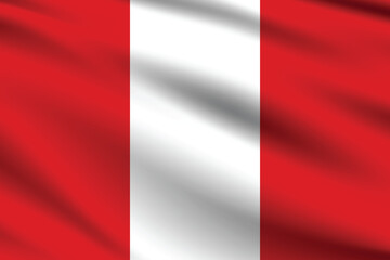 Peru flag official colors and proportion digital vector illustration. Pleated flag.