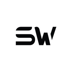 SW monogram logo design letter text name symbol monochrome logotype alphabet character simple logo