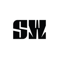 Obraz premium SW monogram logo design letter text name symbol monochrome logotype alphabet character simple logo