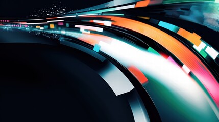 Futuristic abstract background with neon glowing lines, digital wave patterns, high-resolution,