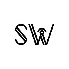 SW monogram logo design letter text name symbol monochrome logotype alphabet character simple logo