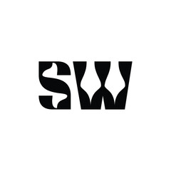 SW monogram logo design letter text name symbol monochrome logotype alphabet character simple logo