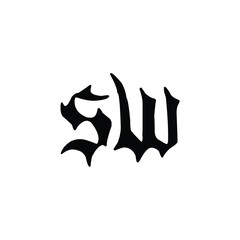 SW monogram logo design letter text name symbol monochrome logotype alphabet character simple logo