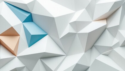 Obraz premium Abstract geometric pattern with white, blue, and beige 3d triangles