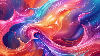 Obraz premium Mesmerizing Floating Liquid with Shimmering Coral, Blue, and Violet Hues in Ombre Gradient