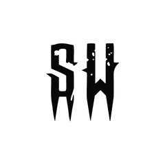 SW monogram logo design letter text name symbol monochrome logotype alphabet character simple logo
