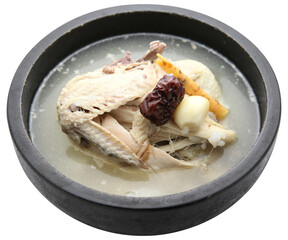 Dakjuk, Traditional Korean Ginseng Chicken Soup in Stone Bowl