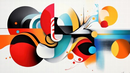 Obraz premium Vibrant geometric abstract art with vibrant shapes and colors.