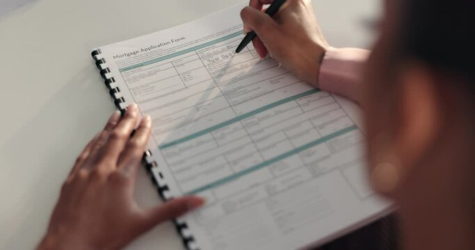 Mortgage, loan or hands of person with contract or document to sign on property sale or house agreement. Real estate, insurance or client with paperwork for legal deal, approval and application form