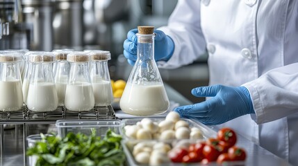 Laboratory Setting with Milk and Fresh Ingredients for Research