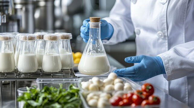 Laboratory Setting with Milk and Fresh Ingredients for Research