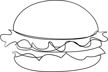 Simple Line Drawing of a Delicious Double Burger