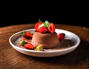 decadent cocoa vacherin, featuring crisp cocoa meringue shells stacked with smooth chocolate custard and airy vanilla mascarpone cream