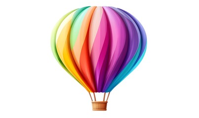 Naklejka premium Colorful hot air balloon soaring, clear sky background; travel, adventure illustration