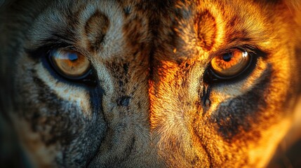 Close-up of a majestic tiger's face showcasing its intense gaze and vibrant fur patterns in natural light