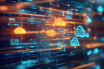 Abstract Digital Cloud Computing Network