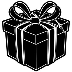 Gift box with ribbon vector art illustration 