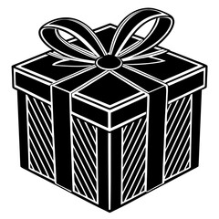 Gift box with ribbon vector art illustration 