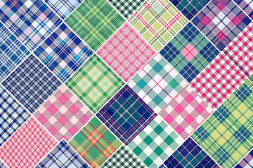 Colorful plaid fabric patchwork design for textile, fashion, or background