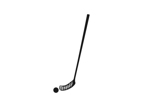 floorball sticks silhouette icon set. Floorball icon in simple isolated vector. Floorball stick and ball. floorball stick and ball vector. silhouettes are isolated on a white background.