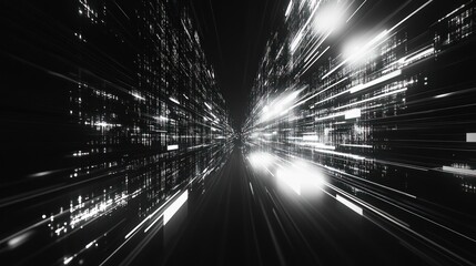 Abstract Data Stream Tunnel: A Digital Journey Through Light and Space