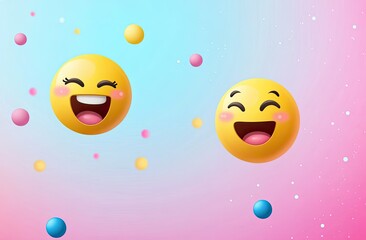 Happy emoji graphic design, background with pastel colors, cheerful illustration