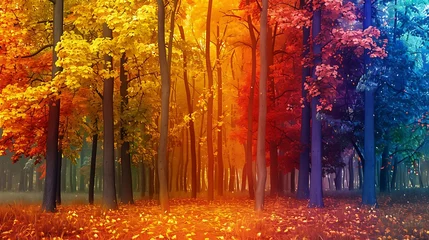 Fototapeten A colorful autumn forest, symbolizing change and the beauty of different seasons in life. © Defaulter-art work