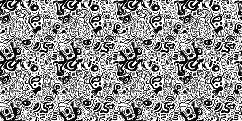 Cartoon hand-drawn doodles on the subject of summer holidays theme seamless pattern