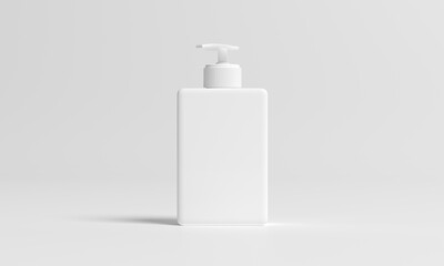Minimalistic square pump bottle for branding mockup