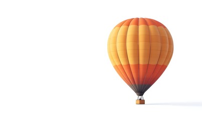 Fototapeta premium Orange hot air balloon floats, white background, travel concept
