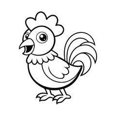 Fototapeta premium Outline of a rooster crowing vector art