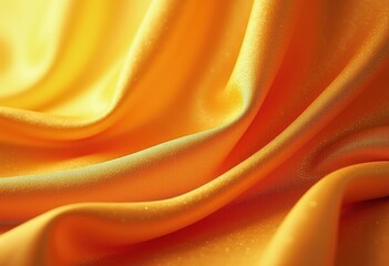 Obraz premium Glossy golden orange silk fabric texture with soft folds and drapes, for background or overlay effect