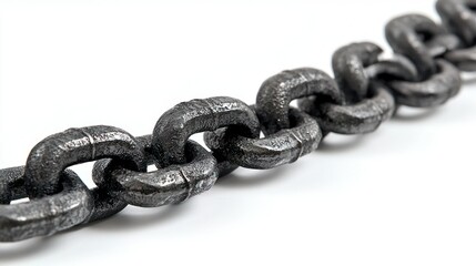 Obraz premium Steel chain links on white background, studio shot